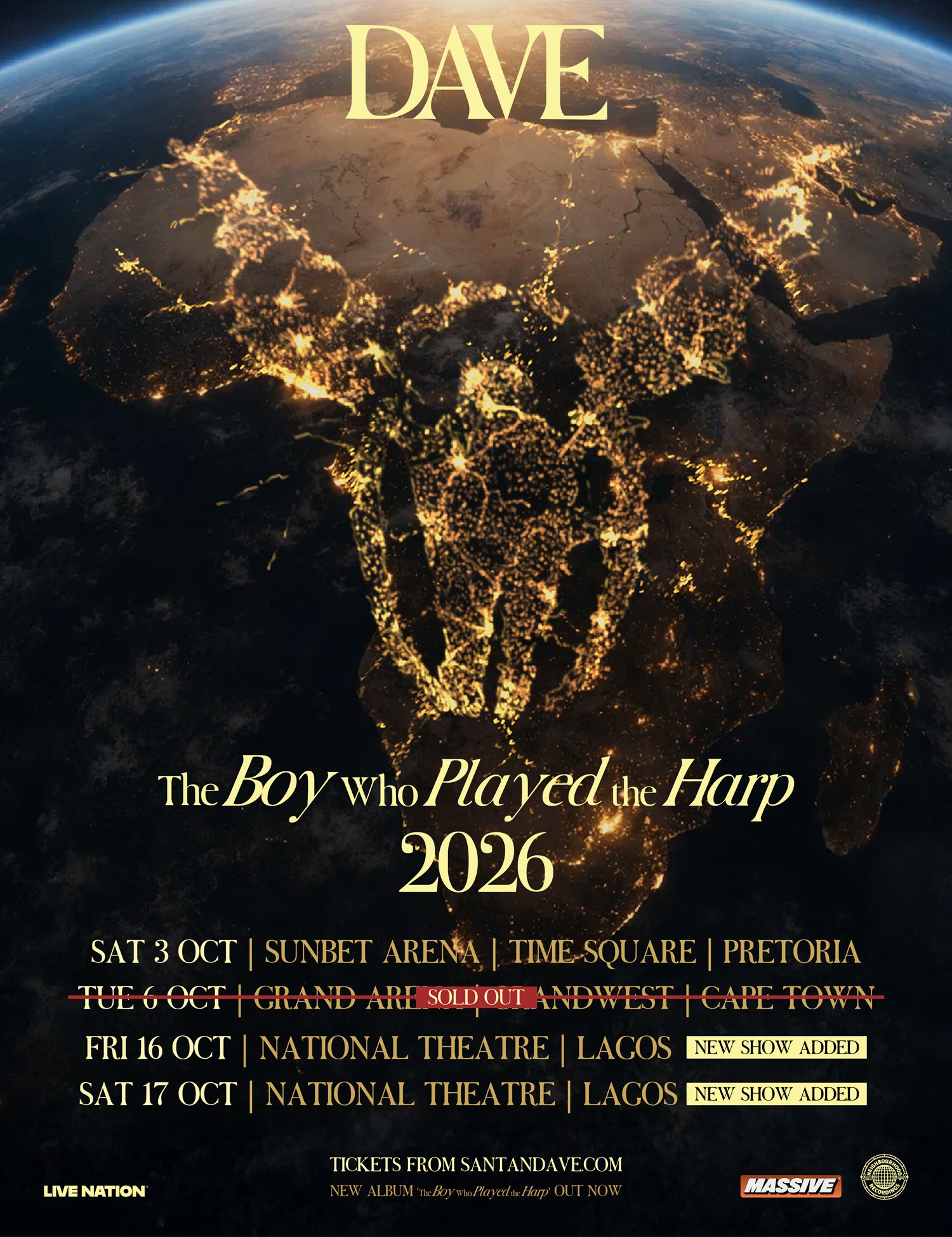 DAVE BRINGS ‘THE BOY WHO PLAYED THE HARP’ TOUR TO LAGOS FOR HIS FIRST-EVER HEADLINE SHOWS IN NIGERIA